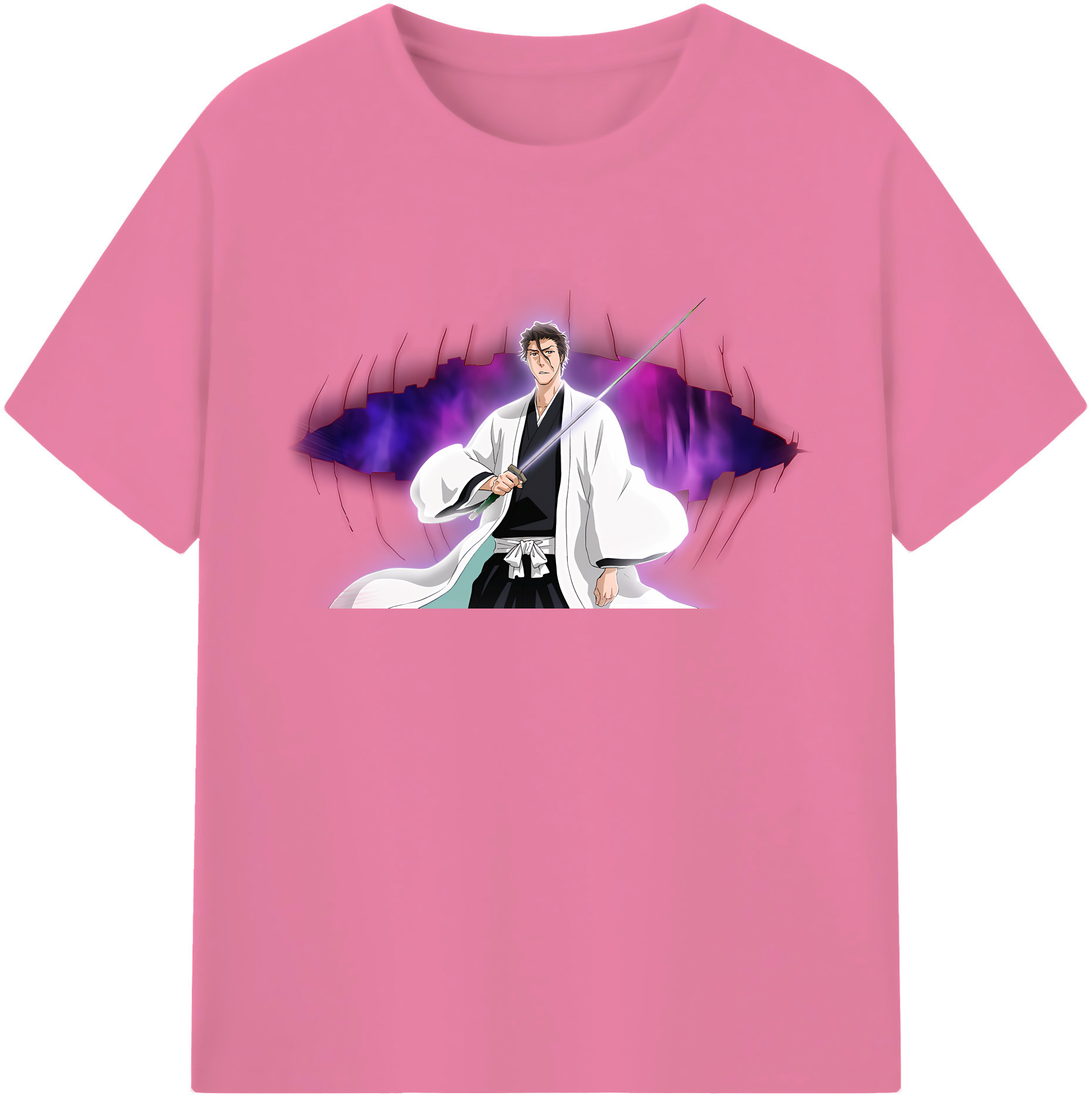 （画像用） ブリーチ 藍染 惣右介（あいぜん そうすけ） BLEACH Aizen Sousuke 綿100％半袖Tシャツ（フロントプリント）